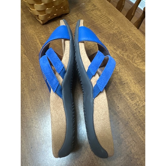 Vionic Zarie Women's Blue Leather Criss Cross Comfort Slides Sandals Size 8.5 - Picture 6 of 7